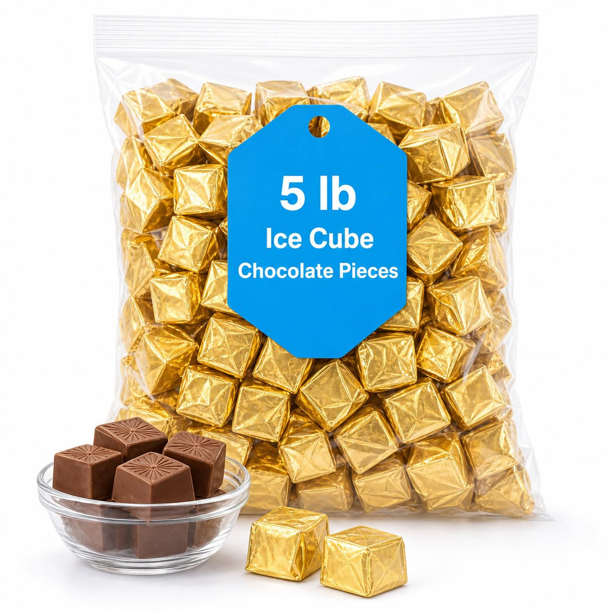 Ice Cube Chocolate Pieces, Smooth Milk Chocolate Treats, 5 lb Bulk Bag