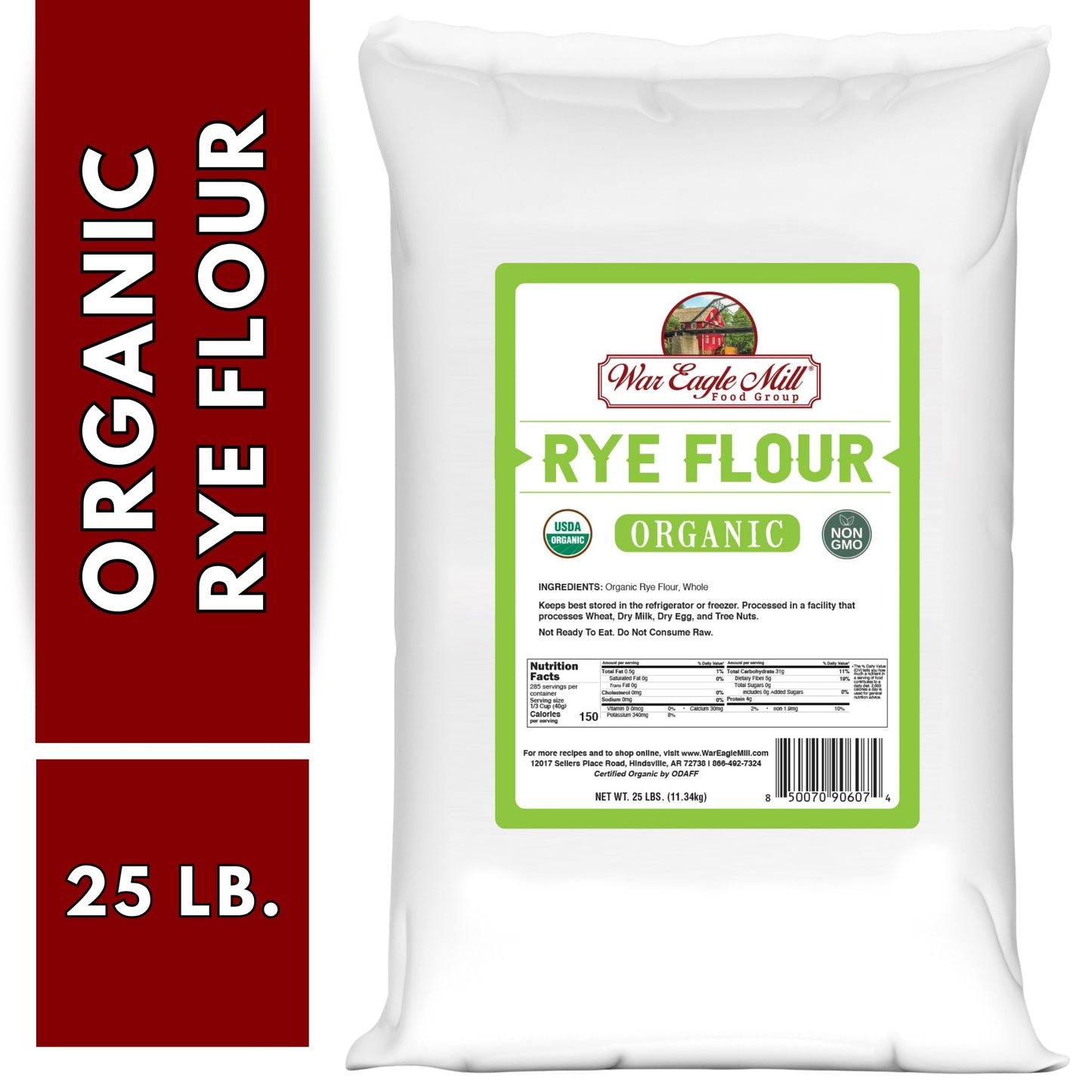 War Eagle Mill Organic Rye Flour, 25 Pounds