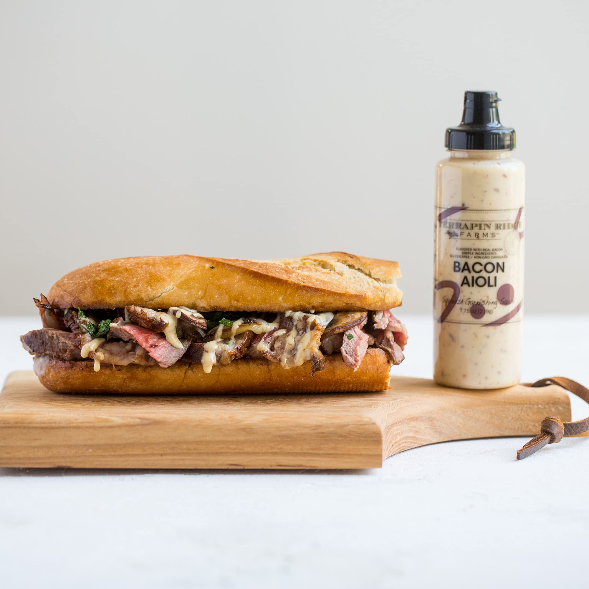 Terrapin Ridge Farms Bacon Aioli - Creamy Gourmet Spread with Smoky Bacon & Dijon Mustard - Gluten & Dairy Free, Keto Friendly,- 7.75 oz Squeeze