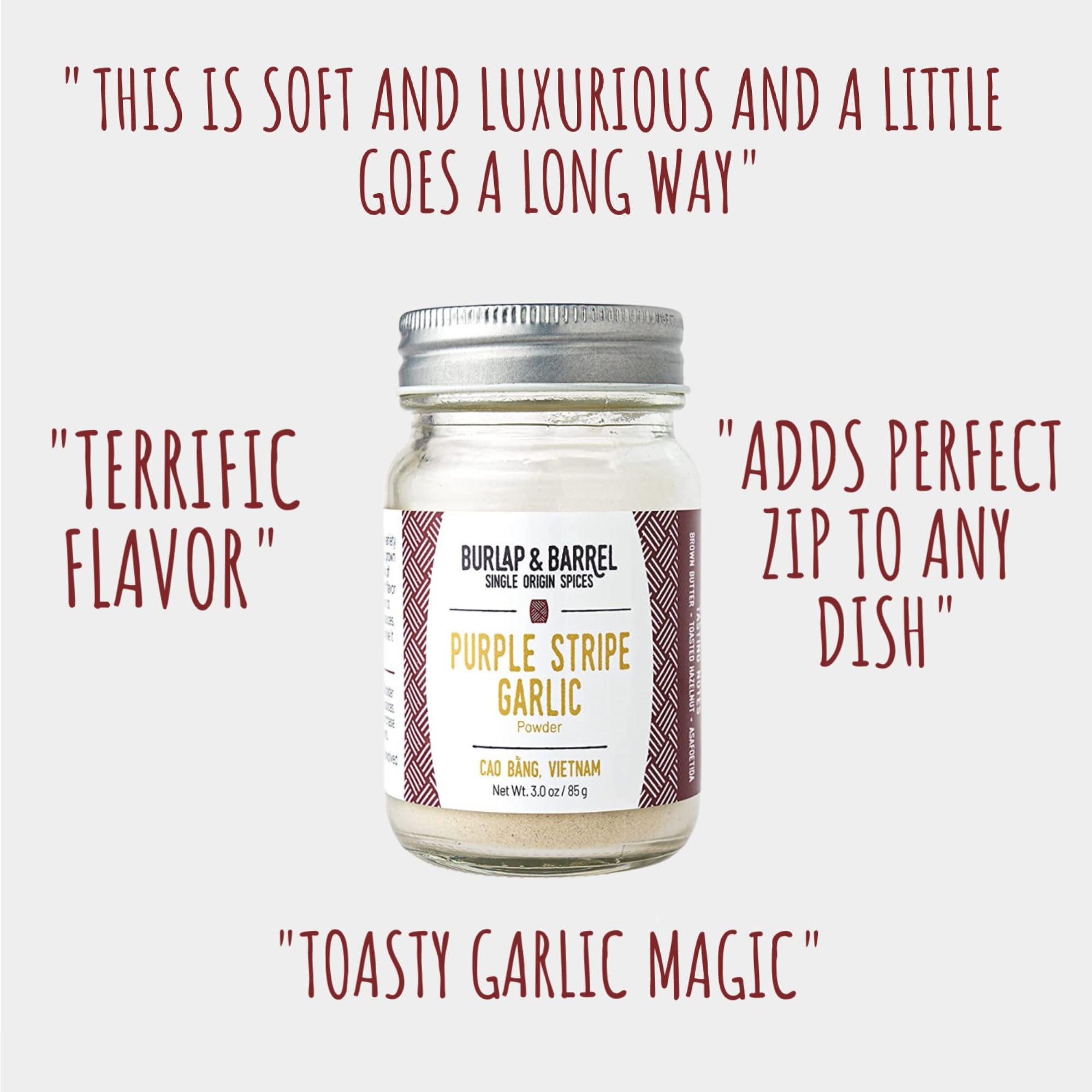 Burlap & Barrel Purple Stripe Garlic - Alternative to Fresh/Granulated Garlic- Savory Sweet Flavor to Tomato Sauces, Fried Chicken, Pizza - As Seen on