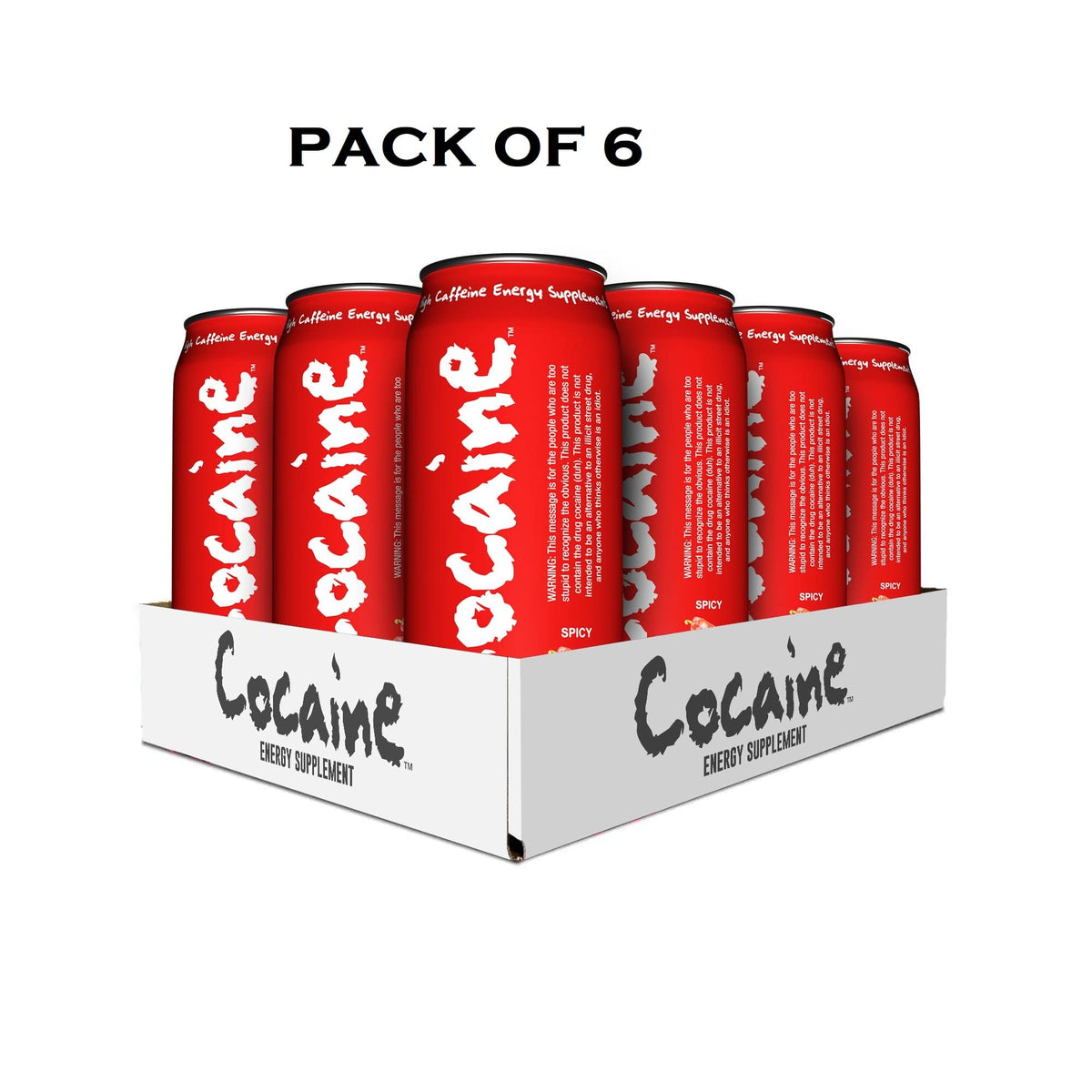 Cocaine Energy Drink, 6 - 12 ounce cans (Spicy)