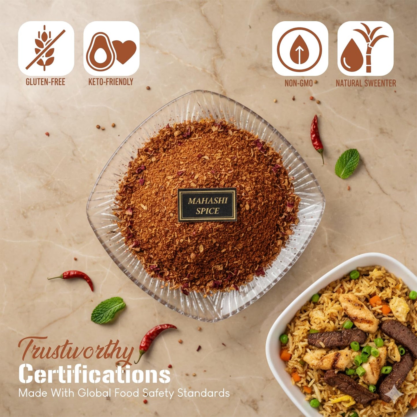 Golden Harvest Mahashi Spice Blend 5 lbs (2.26kg) | Authentic All-Natural Middle Eastern Seasoning | Bulk Restaurant & Home Cooking Jar | Non-GMO