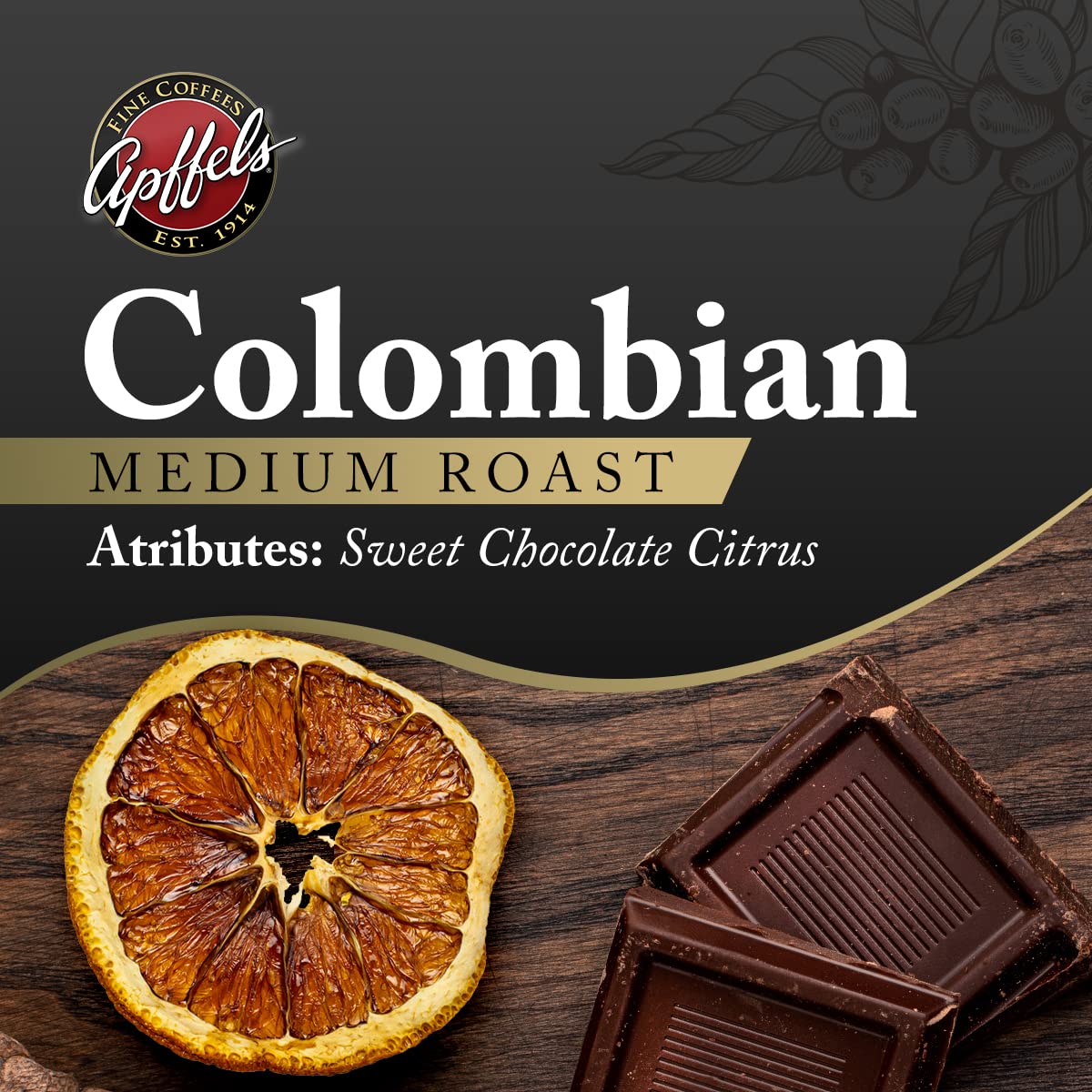 Apffels Colombian Special - Ground, Medium Roast, 100% Arabica Coffee (18 pack - 2.5 oz Each)