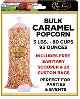 Pops Corn® Gourmet Caramel Popcorn - Bulk 5 Gallon Bag (Serves 20) - Freshly Popped, Gooey Caramel Made with Real Butter - Perfect for Parties