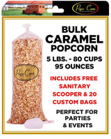 Pops Corn® Gourmet Caramel Popcorn - Bulk 5 Gallon Bag (Serves 20) - Freshly Popped, Gooey Caramel Made with Real Butter - Perfect for Parties
