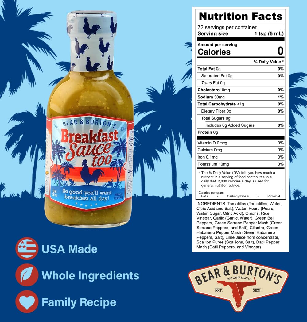 Bear and Burton's Breakfast Sauce Too | A Medium Heat Sauce from the Makers of W Sauce | 12 Fl Oz