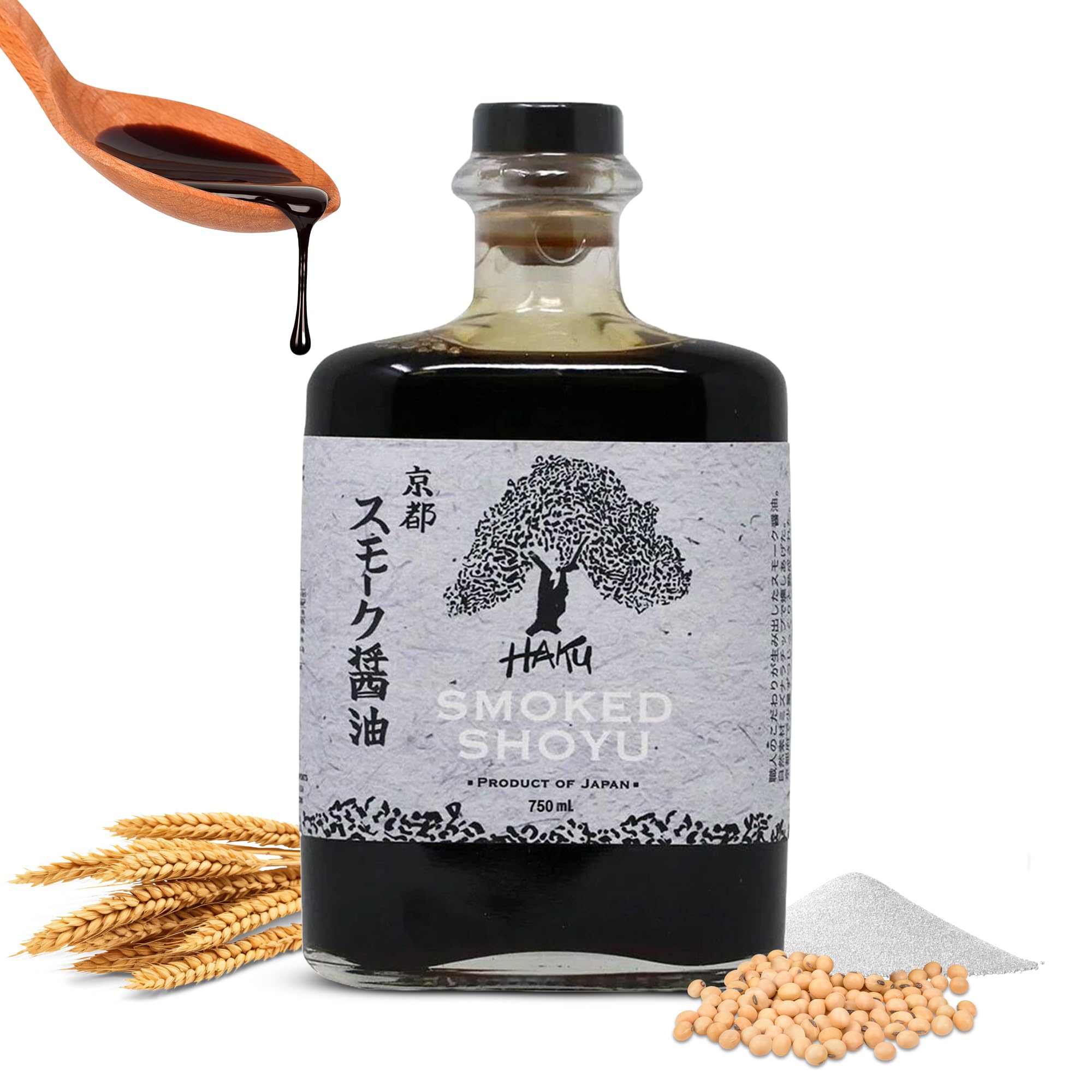 HAKU Smoked Shoyu Soy Sauce (750 ml) Aged 2 Years - Authentic Japanese Artisanal Umami Seasoning Sauce with Unique Smoky Flavor