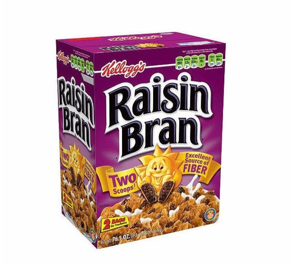 Kellogg's Raisin Bran, Breakfast Cereal, Original, Excellent Source of Fiber, 76.5 oz Box (2 Bags)