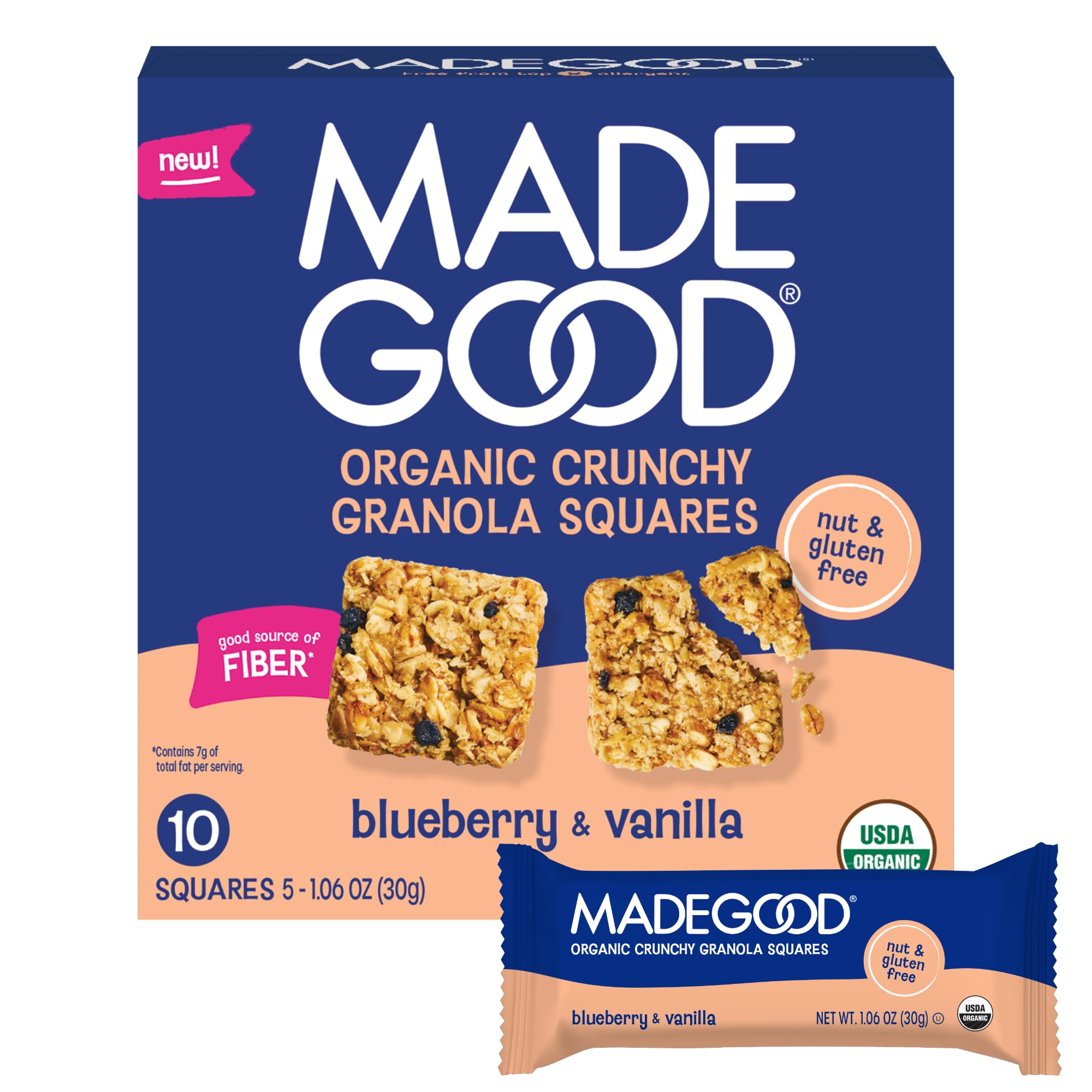 MadeGood Blueberry & Vanilla Crunchy Granola Squares (5 Count)