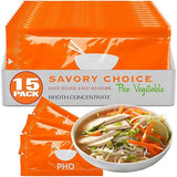 SAVORY CHOICE Pho Liquid Vegetable Broth Concentrate, 15 Packets (15g) - Vegan, Vegetarian, Gluten-Free, Diary-Free Broth Concentrate