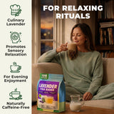 Gya Tea Co Lavender Herbal Tea Bags (100 Bags) - Caffeine Free Calming Pure Lavender Flowers For Relaxation & Wellness - Compostable, Resealable