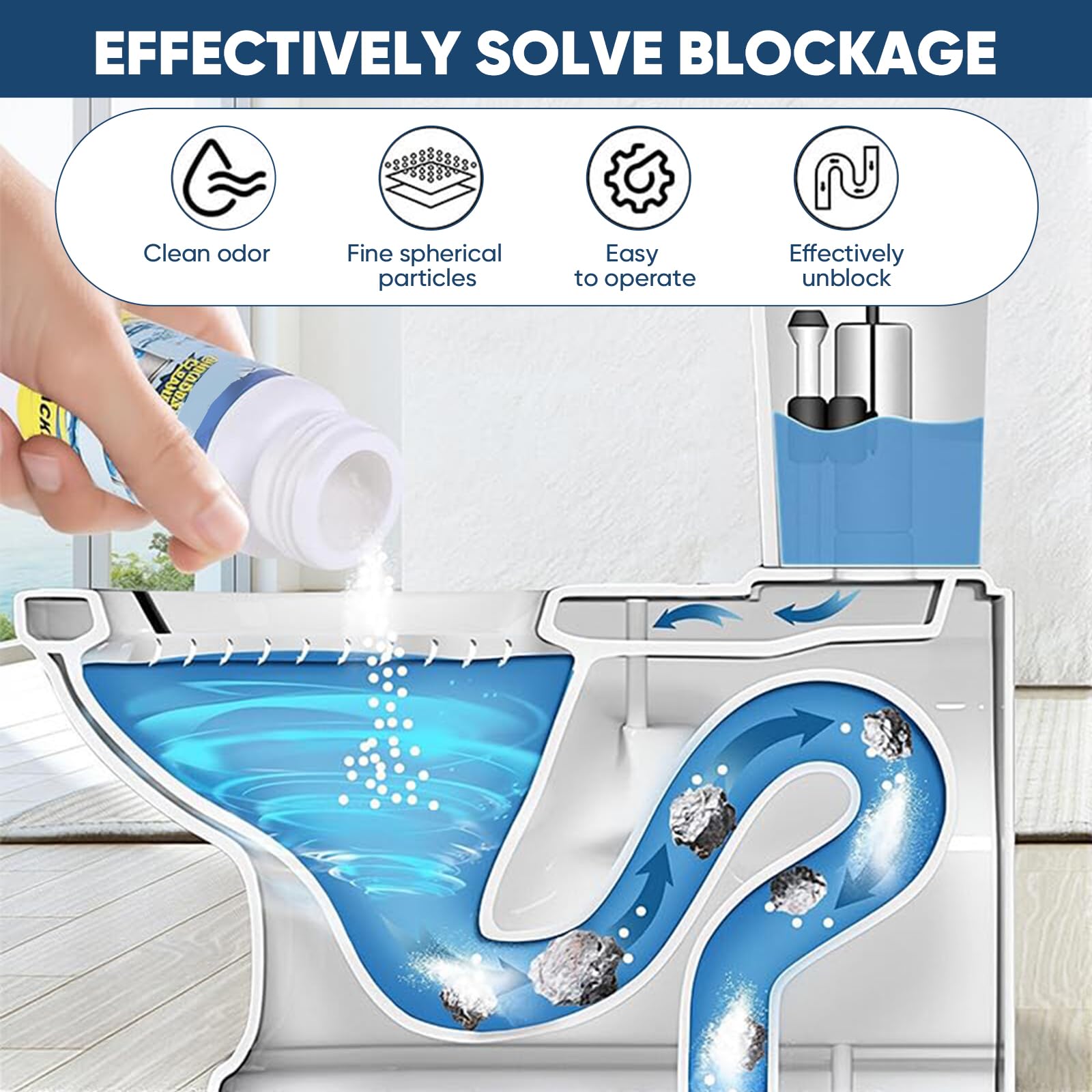 Sakerplus Sink & Drain Cleaner, Drain Cleaner Powder, 3.9 oz Bottle, Sewer Pipe Maintainer for Kitchen, Bathtub, Shower Drains (3Bottles)