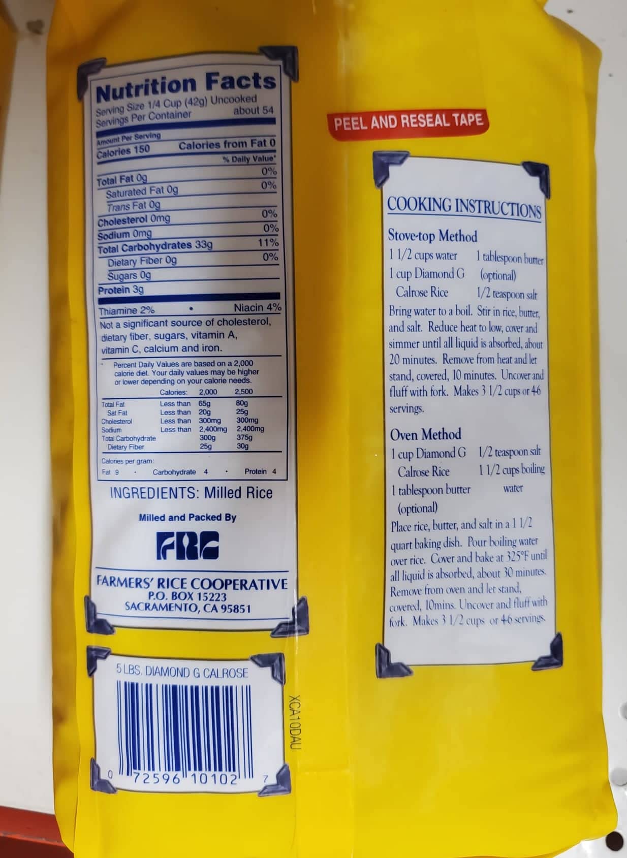 5 LBS Diamond G Calrose Rice