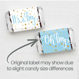 Blue and Gold It's a Boy Baby Shower Candy Bar Wrappers, Chocolate Bar Baby Shower Favors Stickers - 42 Count