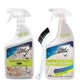 Granite Plus (Cleaner & Sealer) Deep Cleans & Seals All Natural Stone Countertops + Ultimate Grout Cleaner with Brush - Safe for Natural Stone - Acid