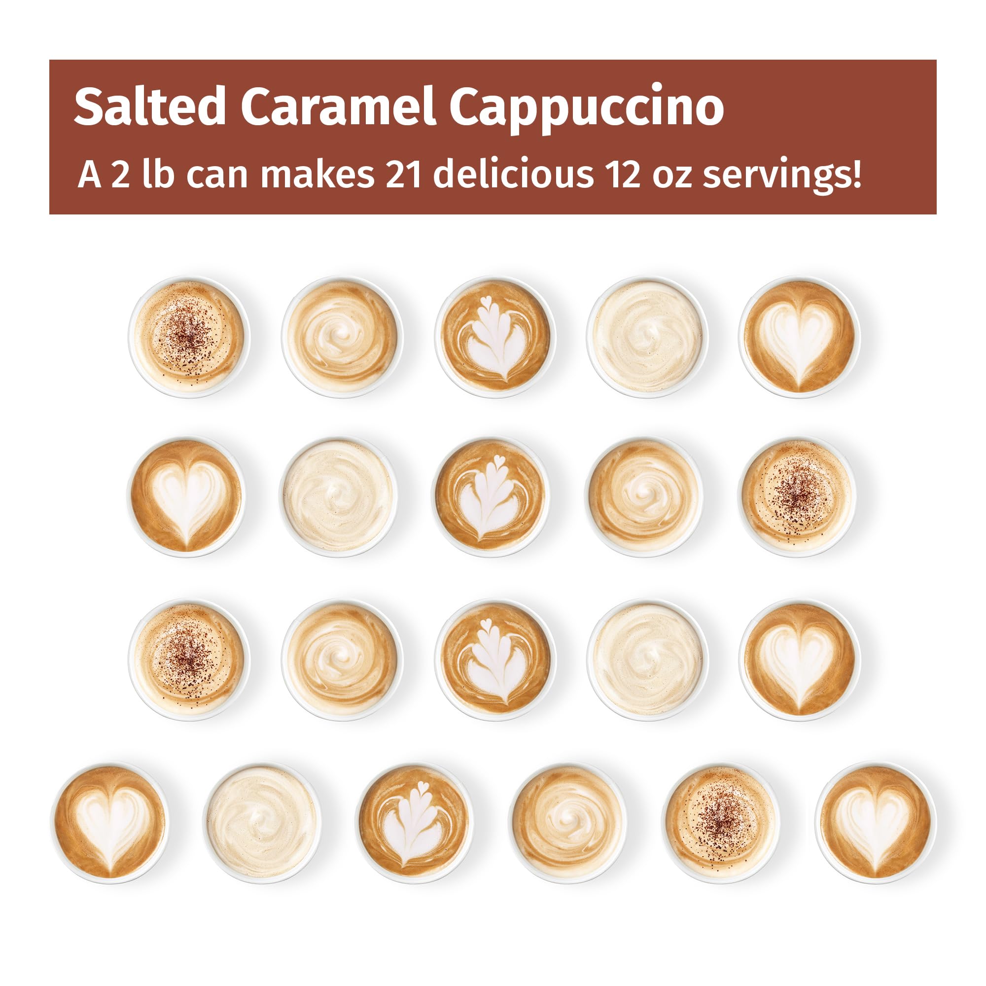 Victorian Inn Instant Cappuccino - Salted Caramel Flavor - Creamy & Delightful Coffee Mix - Great Hot, Cold, or Blended - Creamy Flavor - 2 Pound