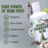 Healing Noni - 2-Pack Plastic Bottle 32oz - 100% Pure Hawaiian Organic Noni Juice - USDA Certified Organic