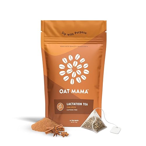 Oat Mama Flavored Microplastics-Free Lactation Tea for Breastfeeding Moms - Chai Spice Flavor - Breastfeeding Essentials for Milk Supply Increase