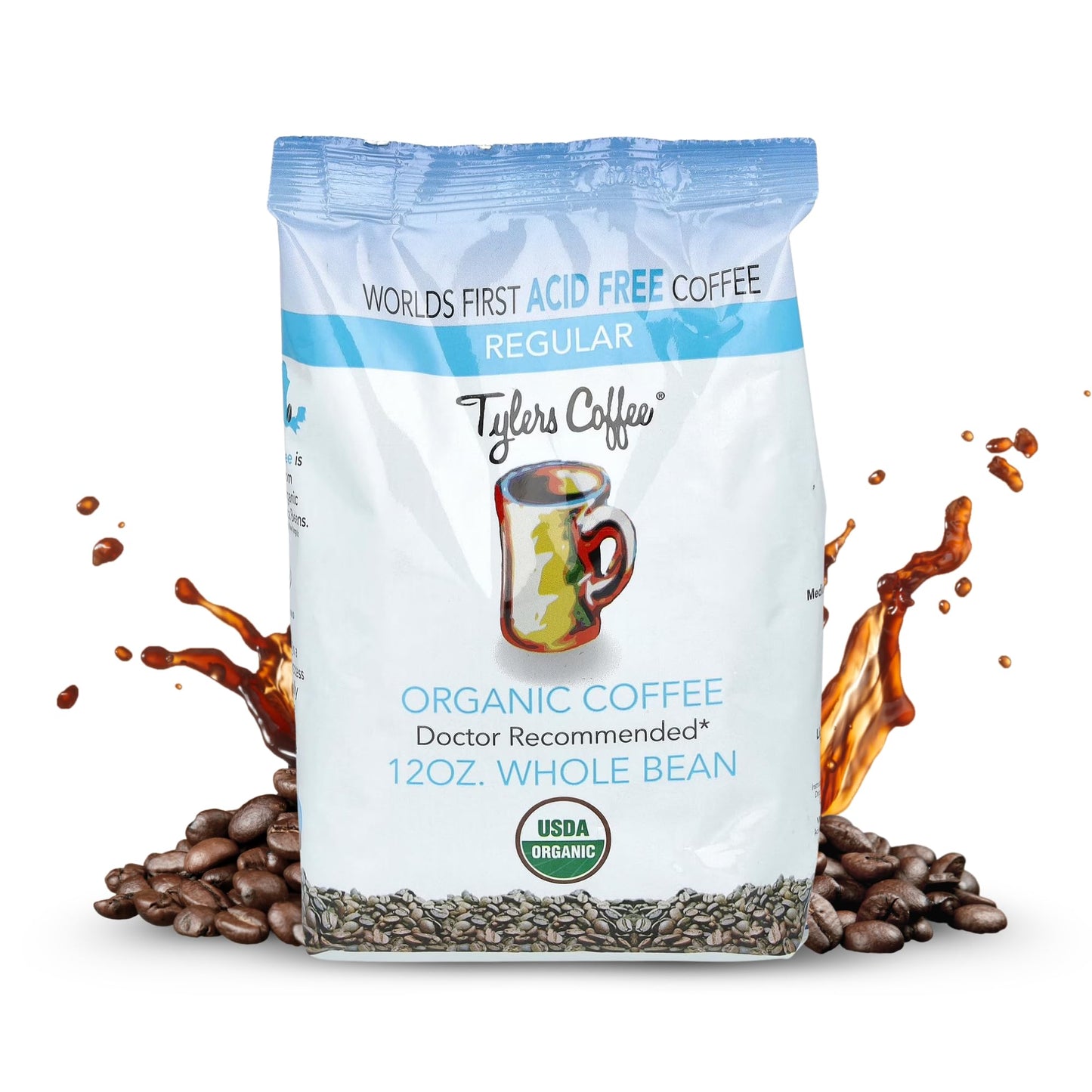 Tylers Coffee Organic Whole Bean Coffee - 100% Arabica Medium Roast - 12 oz, Single Origin, Smooth & Balanced Flavor
