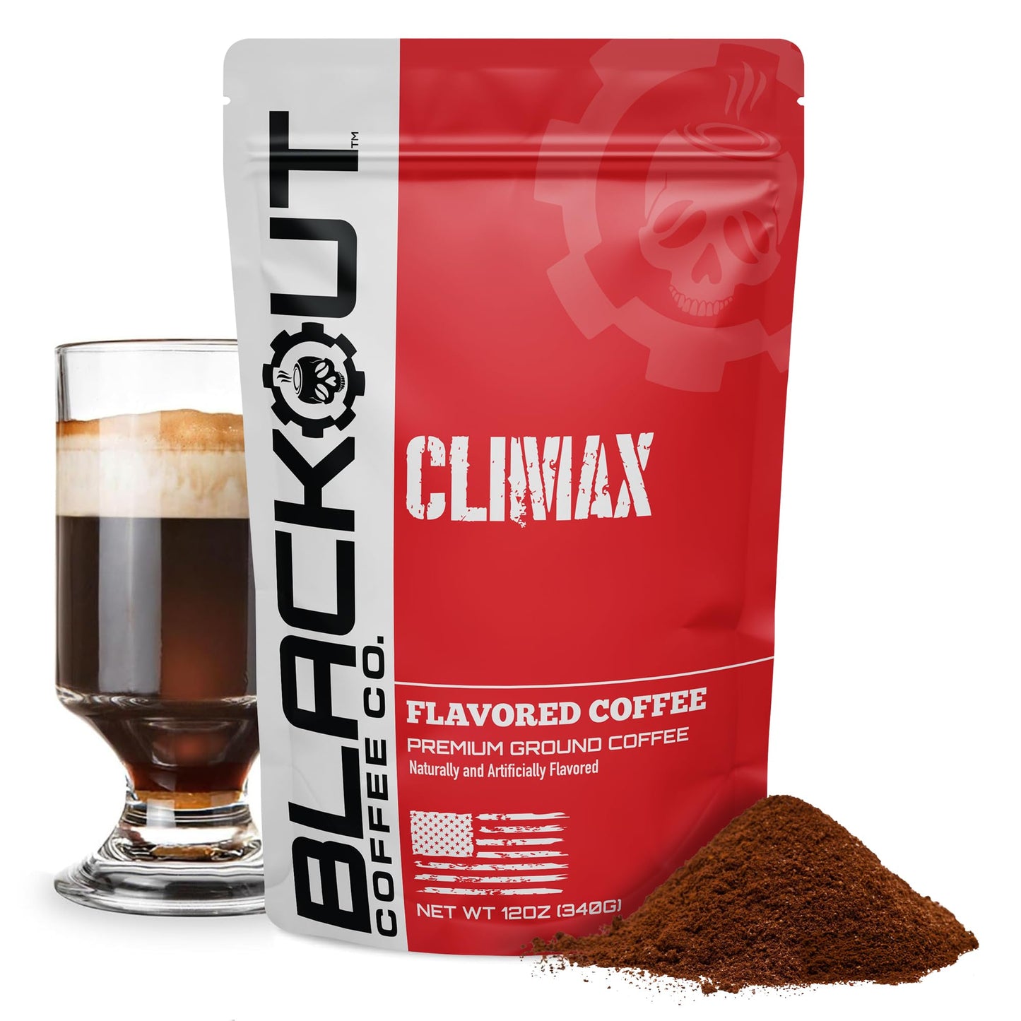 Blackout Coffee Climax Amaretto, Irish Cream & Kahlua Flavored Ground Coffee - Medium Roast, Smooth Taste, Guilt-Free Indulgence - Freshly Roasted