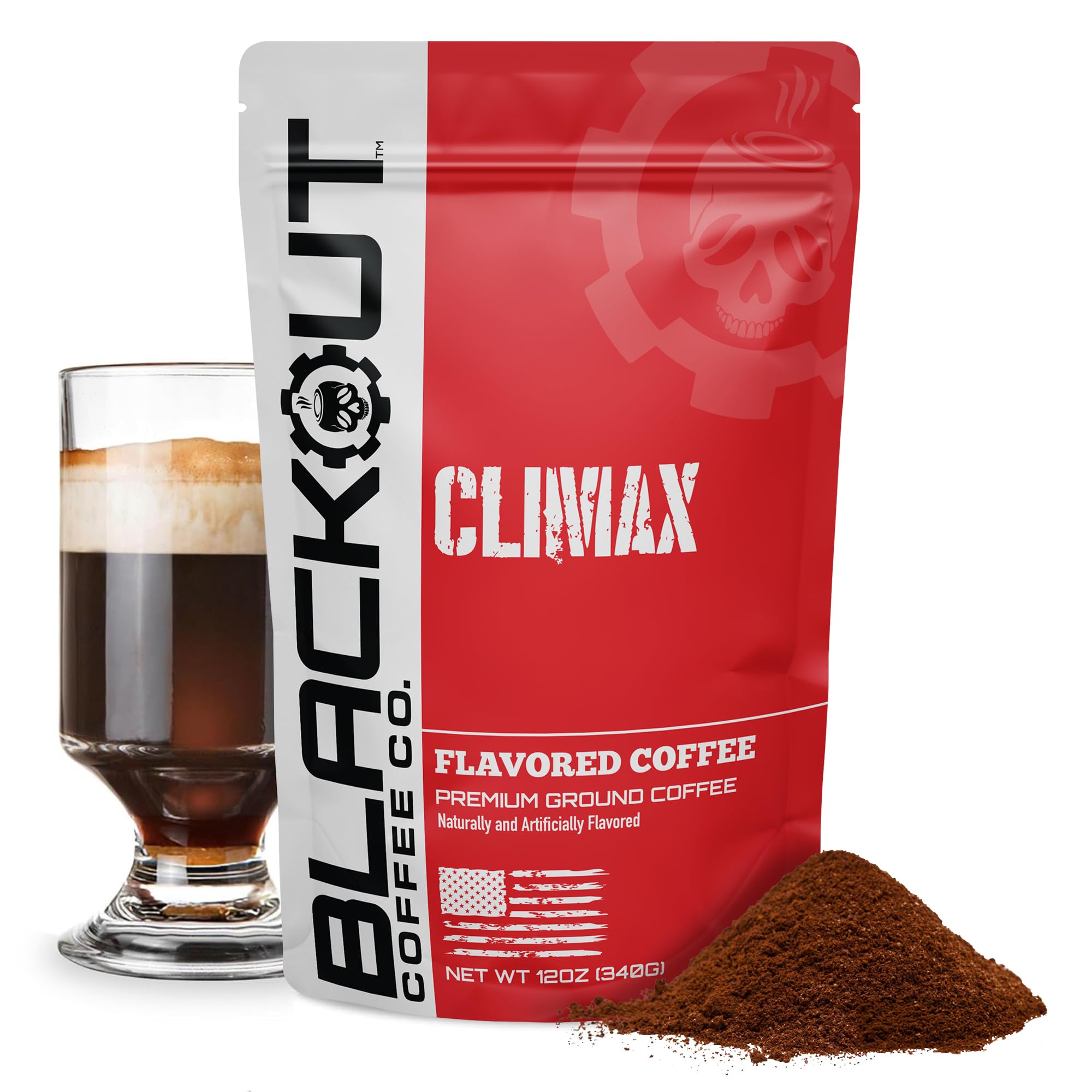 Blackout Coffee Climax Amaretto, Irish Cream & Kahlua Flavored Ground Coffee - Medium Roast, Smooth Taste, Guilt-Free Indulgence - Freshly Roasted