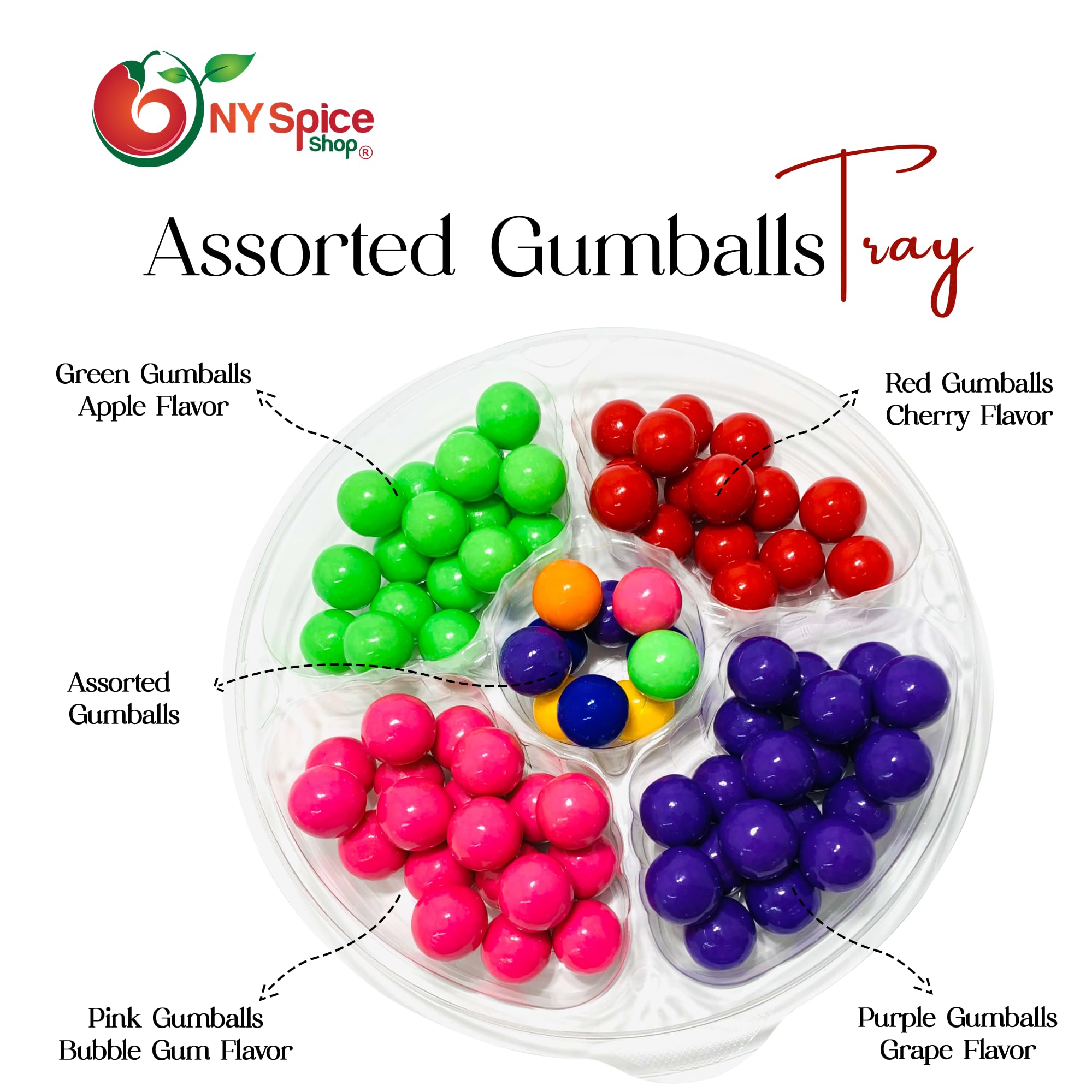 NY Spice Shop Assorted Gumballs Tray - 2 Pound Fruity Gumballs Tray Gift Pack - Gumballs for Candy Buffet - Juicy Fruity Gumballs - Fruit Flavored