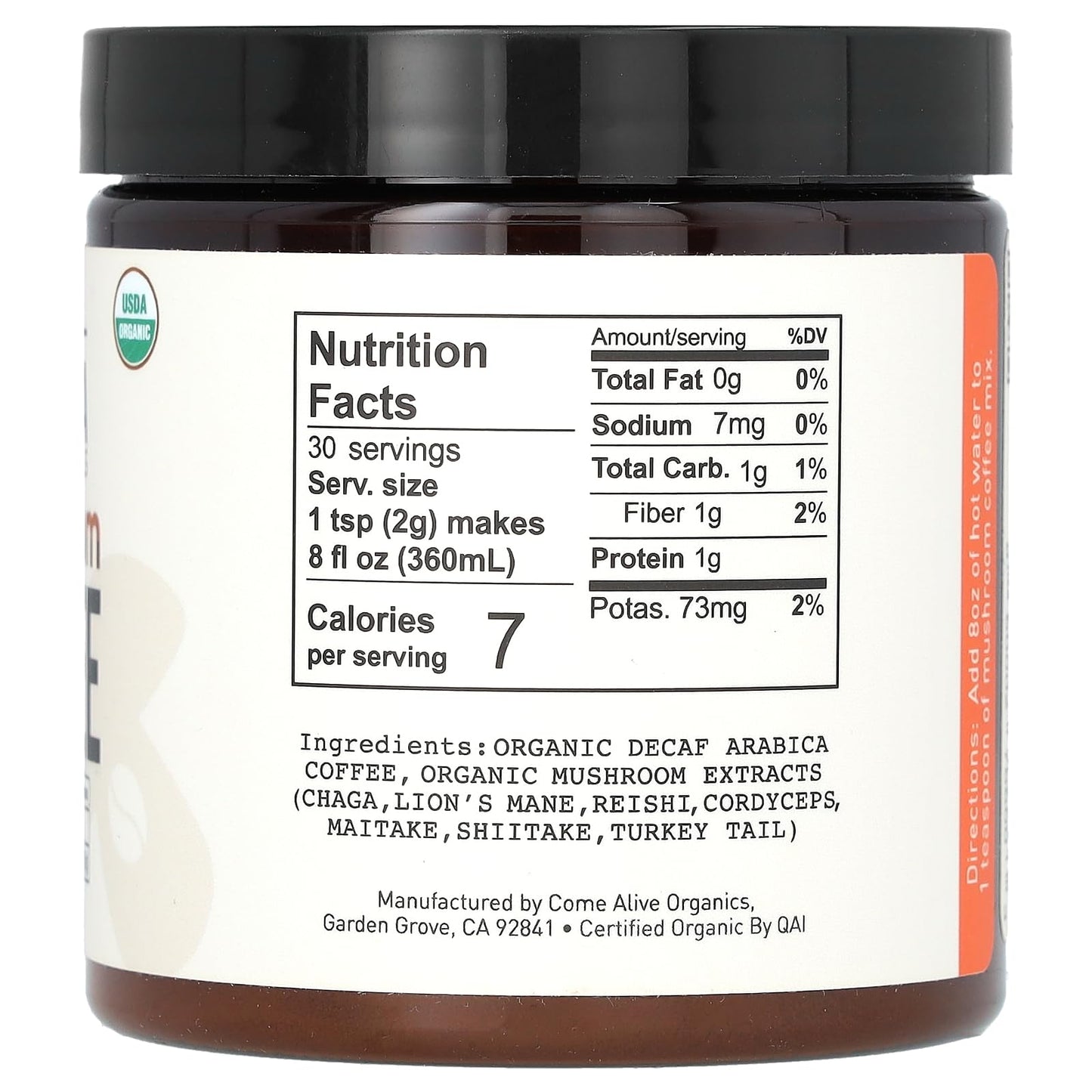 La Republica Organic Decaf Instant Mushroom Coffee Organic, Water-Processed, 7 Superfood Shrooms (Lion's Mane, Reishi, Chaga, Cordyceps, Shiitake