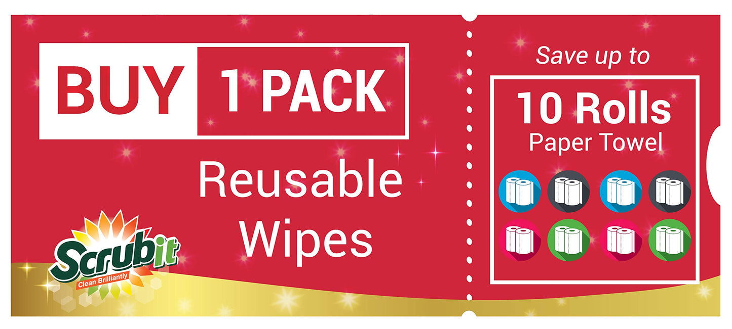 SCRUBIT Reusable Handy Wipes - Cleaning Cloth for House and Office - Dish Cloths for Washing Dishes - Multi Purpose Cleaning Towels (12 x 20 in) 24