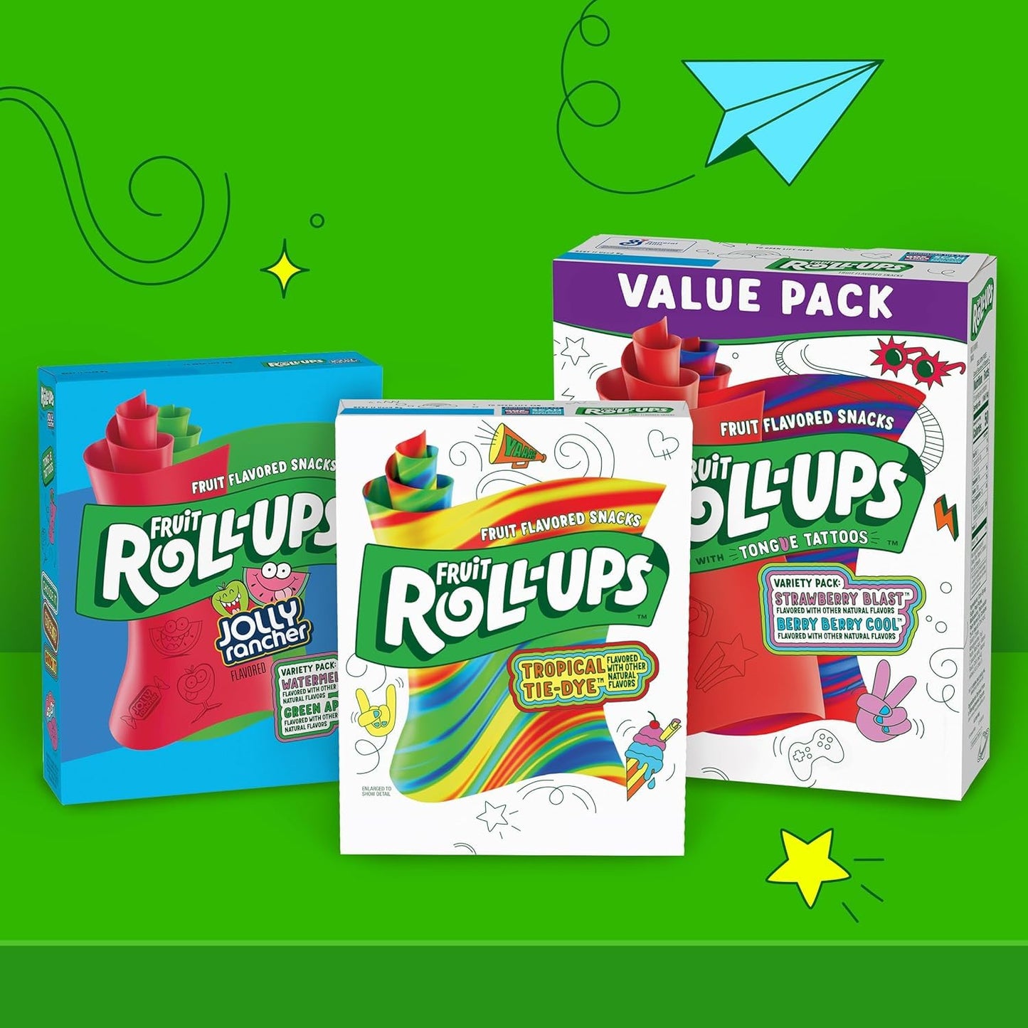 Fruit Roll-Ups Sour Fruit Flavored Snacks, Blue Razzberry & Berry Punch Flavors, Variety Pack 5 oz (10 Count)