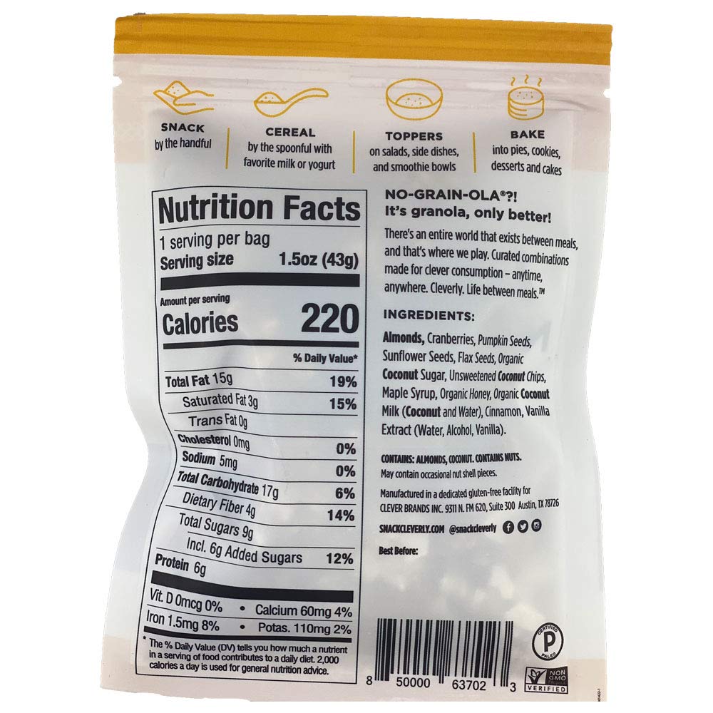 NO-GRAIN-OLA - Grain Free Granola | Paleo Friendly Healthy Snacks | Natural, Dairy Free, Soy Free, No Refined Sugars, Non GMO - When Honey Met Maple