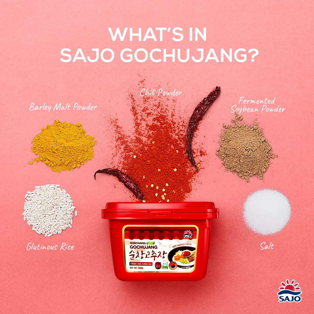 #RT Sajo Halal Hot Pepper Paste (Gochujang) 500g -This red pepper paste is used in almost all Korean recipes like Army Stew, Bibimbap and Tteokbokki