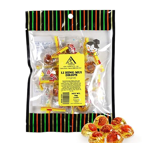 Asia Trans Golden Plum Crack Seed Drops | Local Favorite | Sweet, Sour, & Salty Dried Asian Plum Hard Candy (3.5 oz)