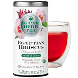 The Republic of Tea - Organic Egyptian Hibiscus SuperHerb Tea Tin, 36 Biodynamic Herbal Tea Bags, Naturally Caffeine-Free Herbs of Origin