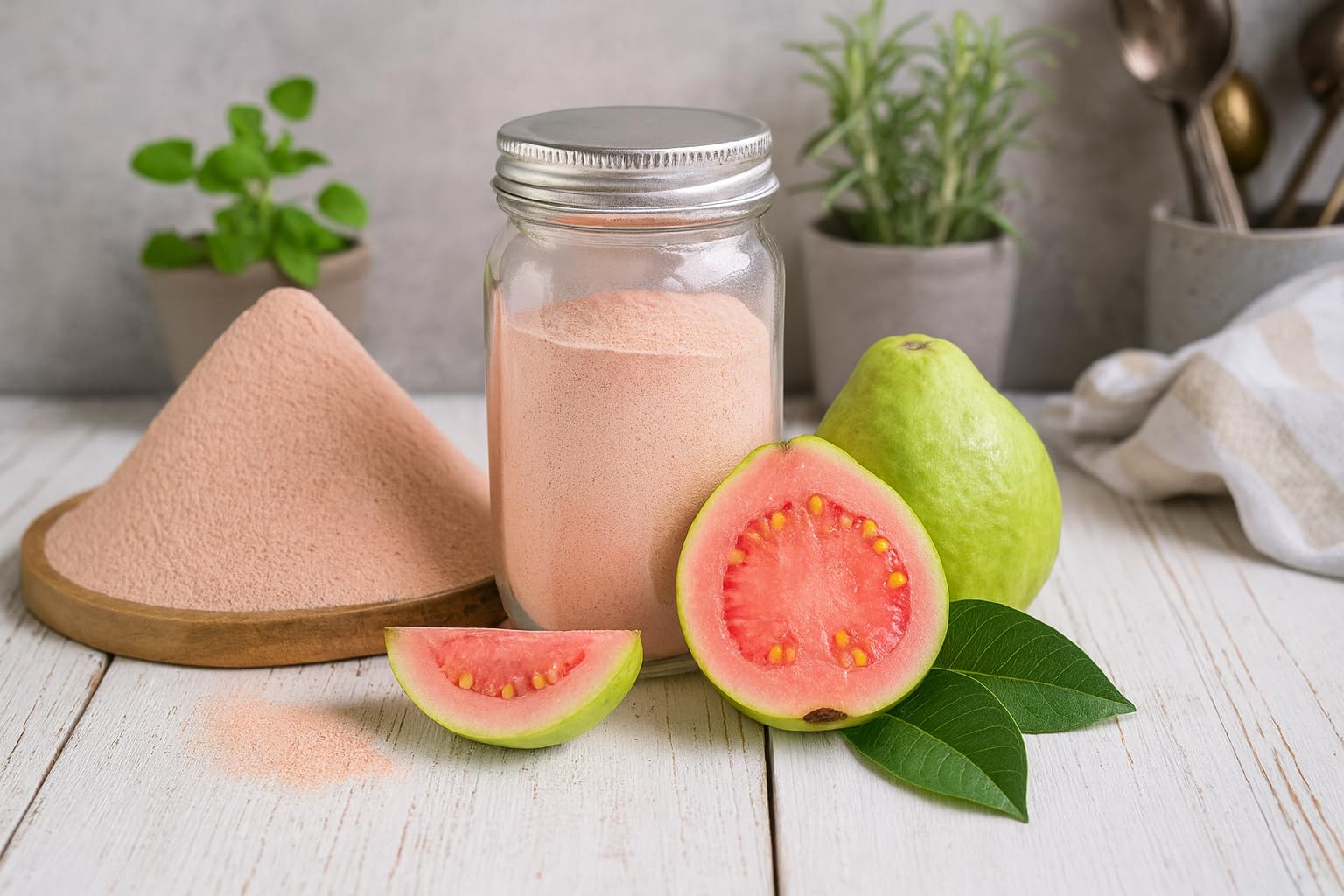 Indus Farms Pink Guava Fruit Powder - Natural Flavoring for Baking, Smoothies, Cookies, Macarons & Drinks | GMO-Free, Vegan, No Refined Sugars | 2 LB