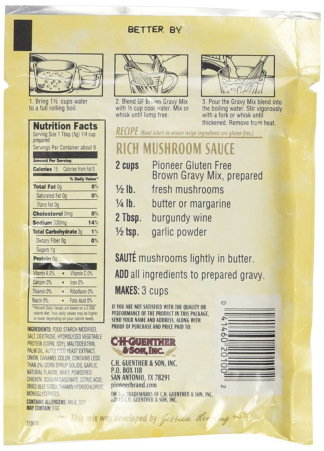 Pioneer Brand Gravy Mix Packets - Makes 2 Cups (Pack of 12) (Gluten Free Brown)