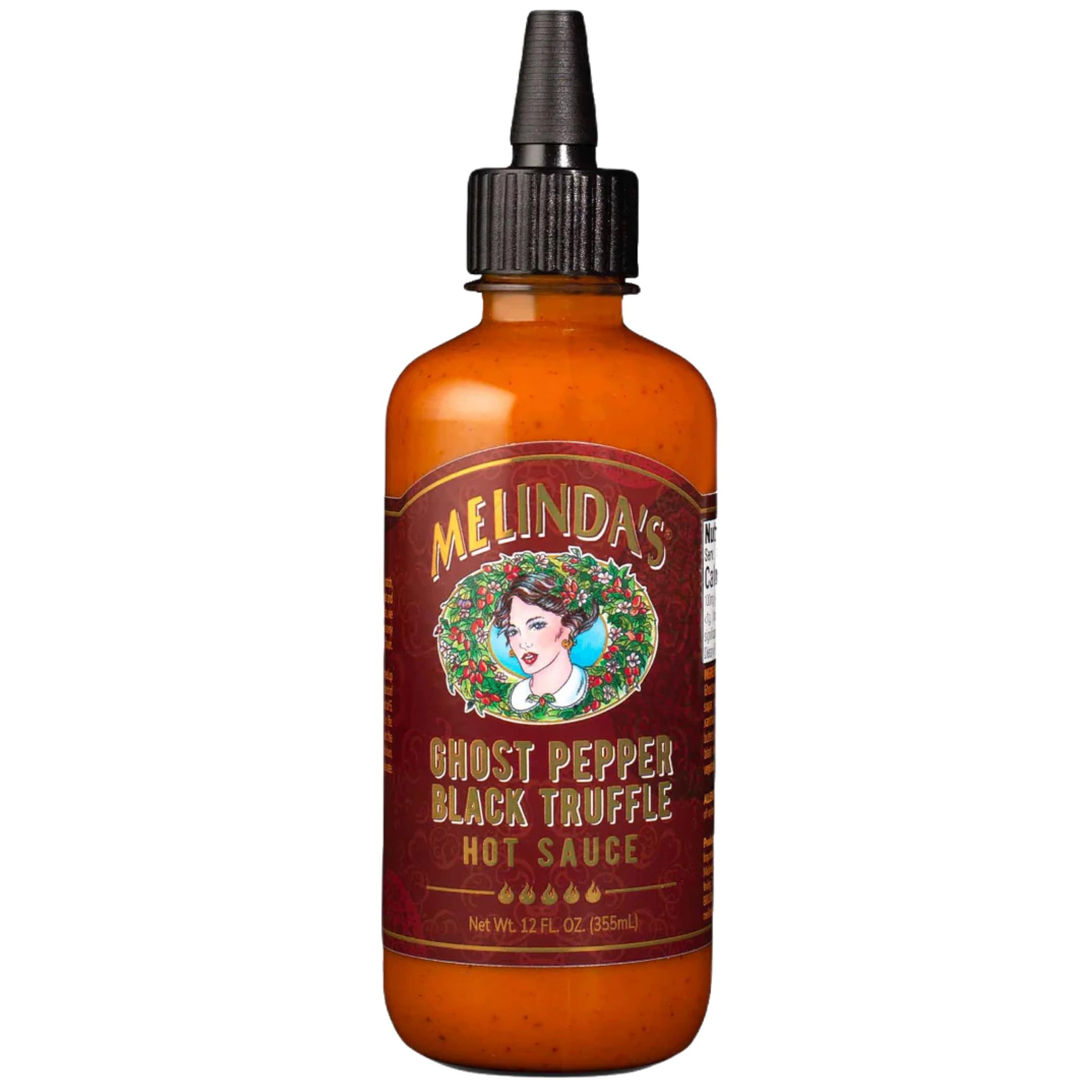 Melinda's Ghost Pepper Black Truffle Hot Sauce - Gourmet Ghost Pepper Hot Sauce with Italian Black Truffle Perfect for Fries, Wings, Eggs, Pizza