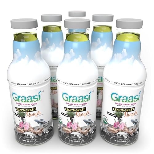 Graasi Organic Barley Grass Water | Hydration Drink with Vitamin C, D, Zinc | USDA Organic, Non-GMO, Vegan | Low-Calorie Wellness Beverage |