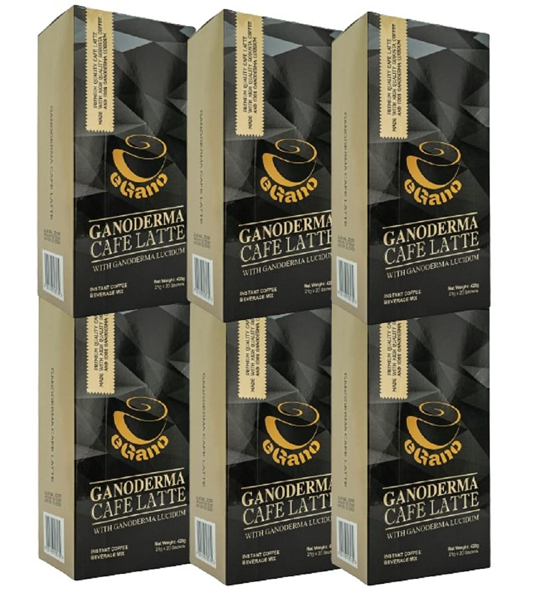 6 Boxes eGano Premium Ganoderma Cafe Latte Instant Coffee With Ganoderma Lucidum Extract (21g x 20 Sachets/Box)