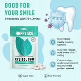 HAPPY ECO Sugar Free Natural Chewing Gum 6 Pack (84 Pieces) - Plastic Free, Xylitol Gum with Stevia - Aspartame Free - Vegan, Gluten Free Keto