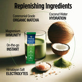 VitaCup Hydration Matcha Instant Packets, for Natural Energy and Detox, w/Electrolytes, Ceremonial Grade Organic Matcha, Coconut Water, Pink Himalayan