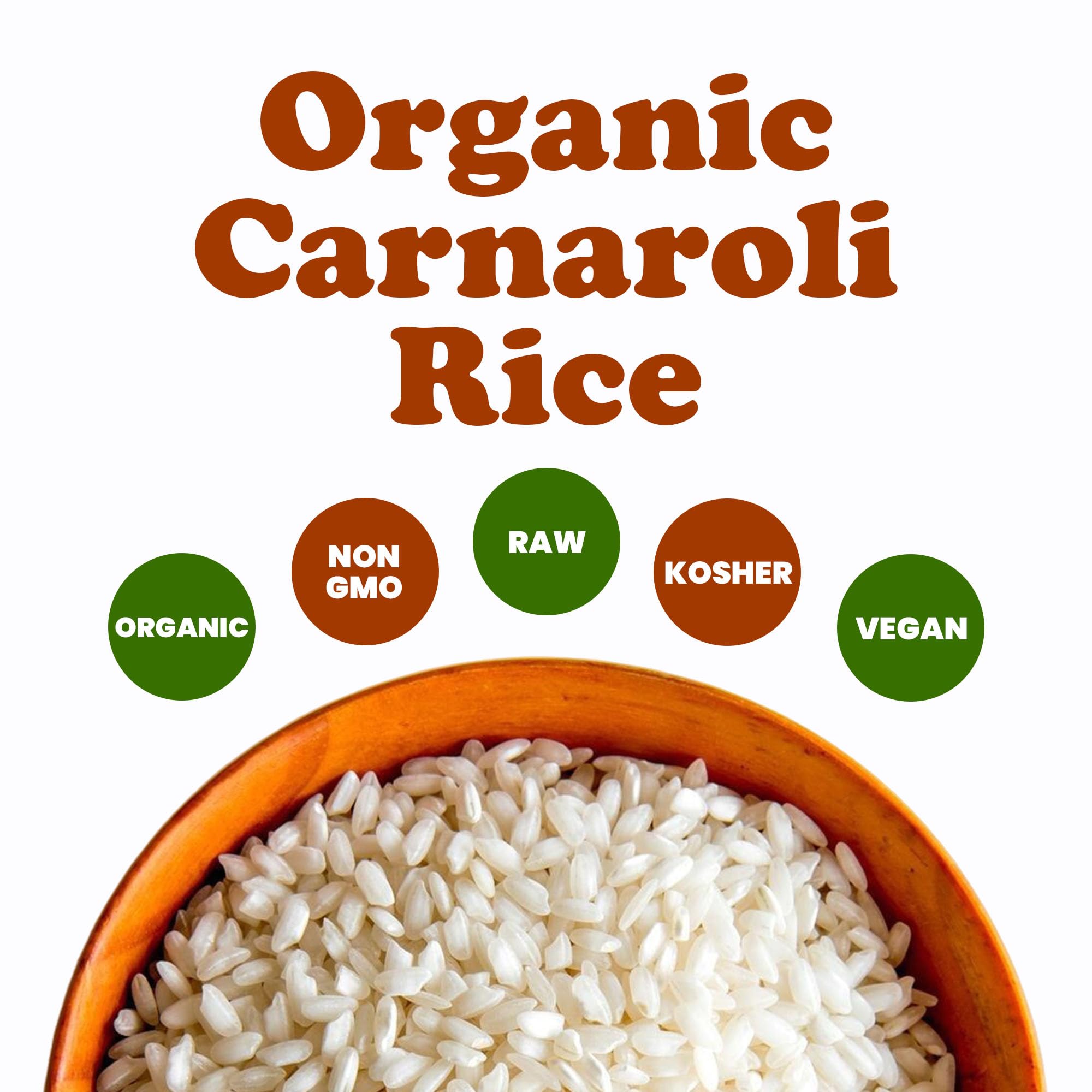 Food to Live Organic Carnaroli Rice, 1.5 Pounds - Premium Italian Risotto Rice, Ideal for Creamy Risottos and Gourmet Cooking, Non-GMO, Vegan, Kosher, Bulk