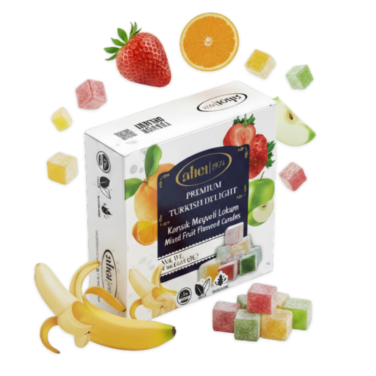 Atici Lokum Authentic Turkish Delight 8oz - Gourmet Vegan Sweets, Gluten-Free, Halal Soft Chewy Candy Gift Box | Traditional Premium Lokum Loukoumi