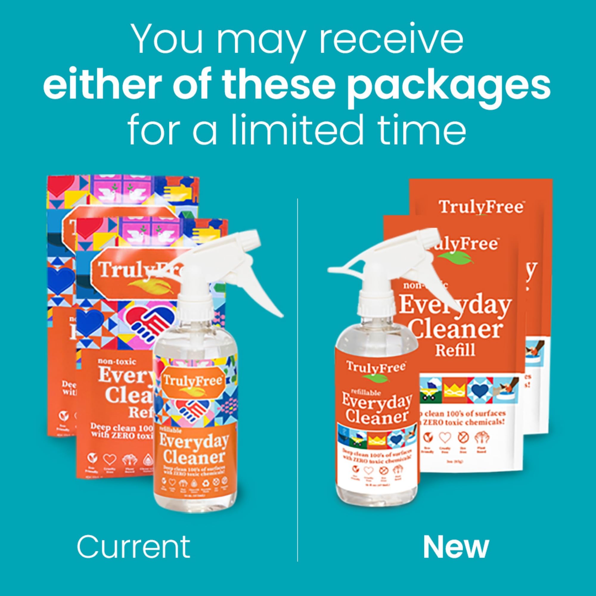 Truly Free Everyday Cleaner Kit - Multipurpose Cleaner Spray, Kitchen Counter Cleaner, Natural Cleaning Products, Multi-Surface Household Solution, 16