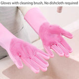 HUAYINGMEI Dishwashing Gloves Kitchen Magic Gloves Dishwashing Brush (Pink)