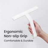 dancemoon JustHang Shower Squeegee for Glass Doors, All-One-Piece Award-Winning Silicone Squeegee with Built-in Hook for Bathroom, Window, Mirror