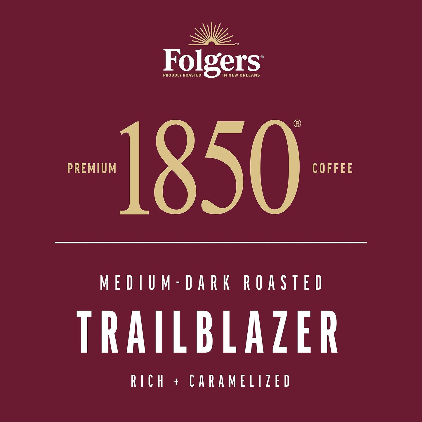 1850 by Folgers Trailblazer Medium Dark Roast Coffee, 10 Keurig K-Cup Pods