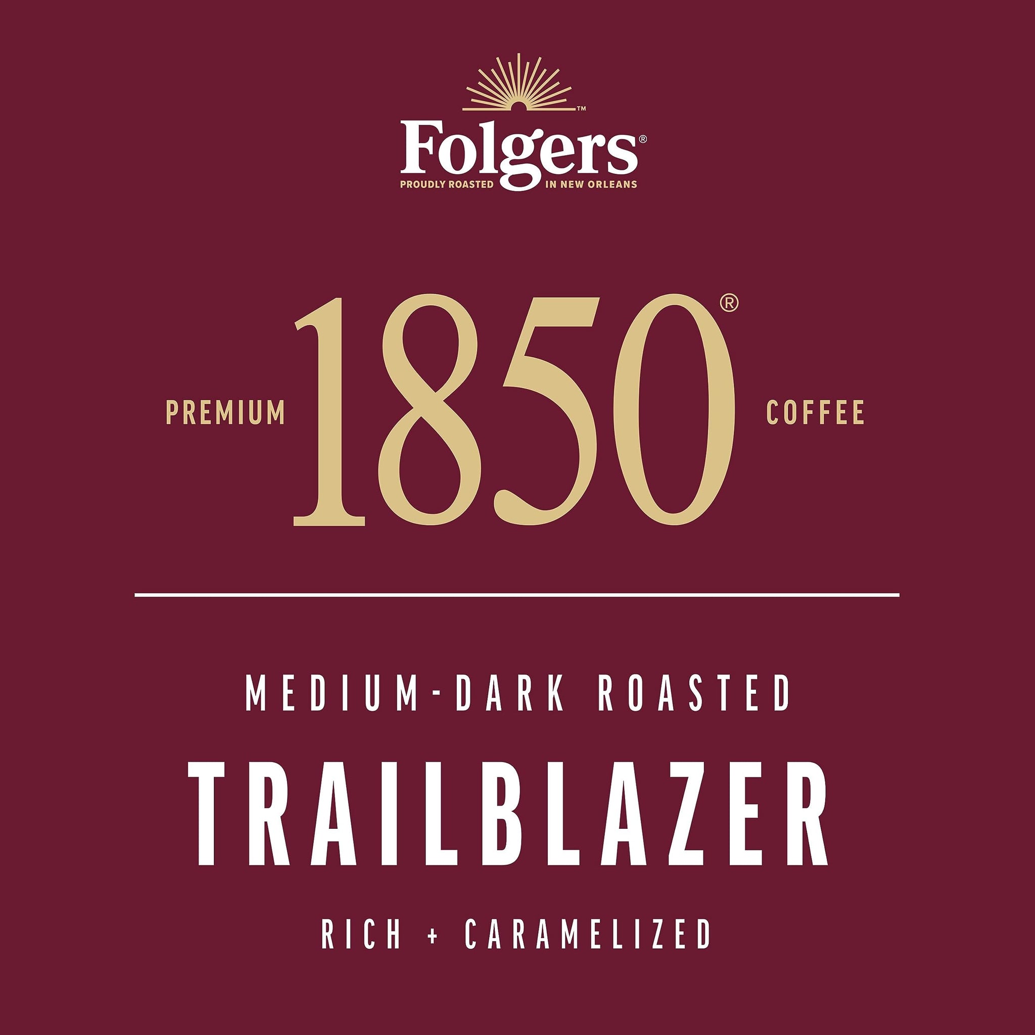 1850 by Folgers Trailblazer Medium Dark Roast Coffee, 10 Keurig K-Cup Pods