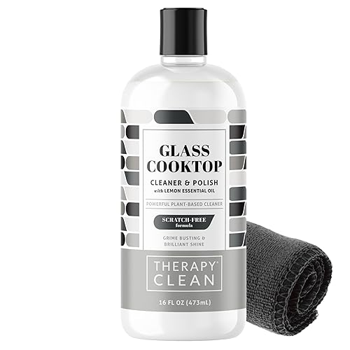 Therapy Glass Cooktop Cleaner Bundle with Microfiber Cloth - Glass Stove Top Cleaner and Polish for Ceramic, Electric, Induction and Flat Top Surfaces