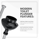 ToiletTree Products Stainless Steel Plunger - Heavy Duty Toilet Bowl Plunger with Holder for Bathroom Essentials and House Cleaning Tools - Stainless