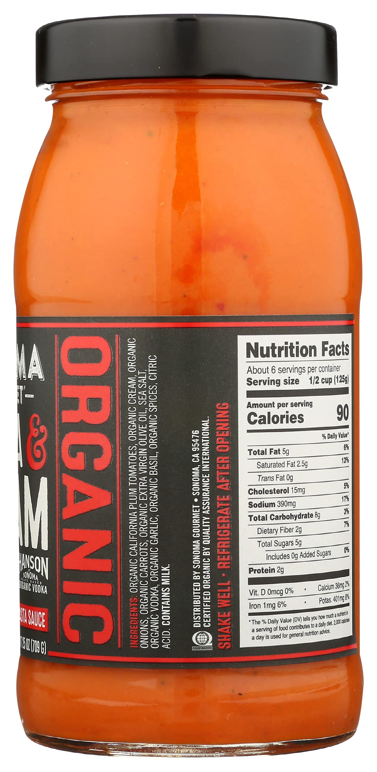 Sonoma Gourmet, Pasta Sauce Vodka Cream Organic, 25 Ounce